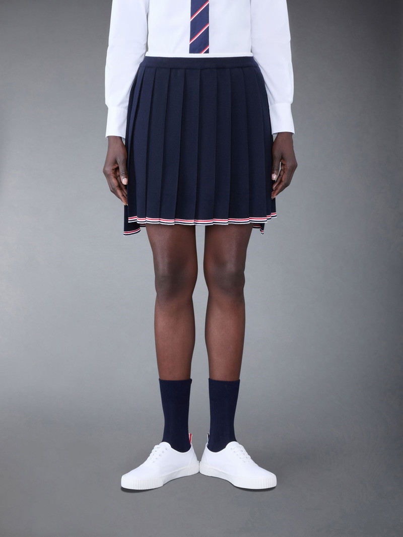 Full Needle Stitch Merino Wool Tipping Pleated Mini Skirt 1