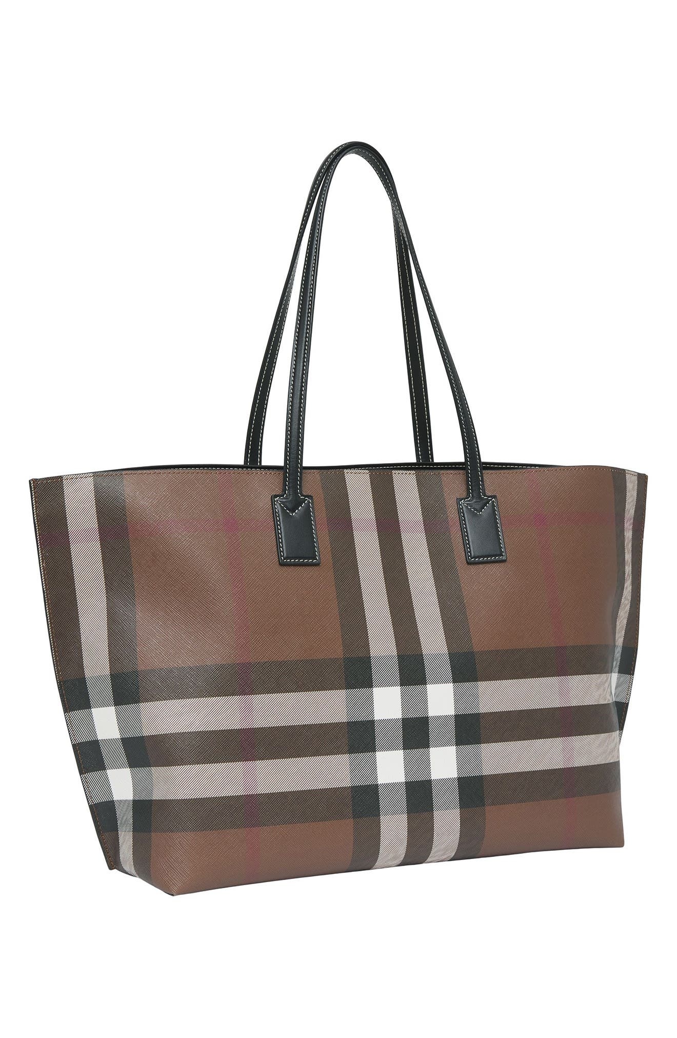 burberry Medium Check E-Canvas & Leather Tote in Dark Birch Brown Chk at Nordstrom - 6