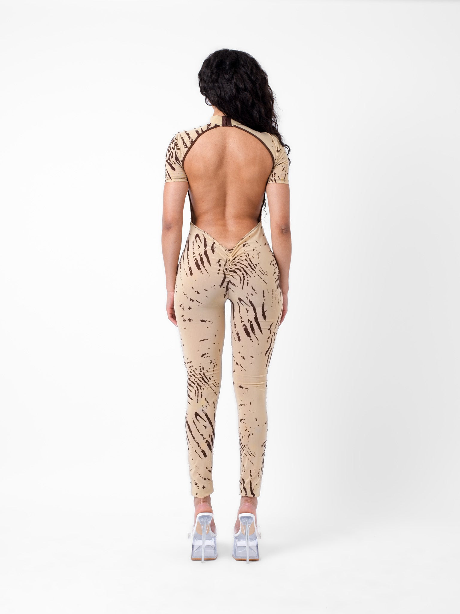 KNOCKOUT JUMPSUIT BEIGE ZEBRA PRINT - 3