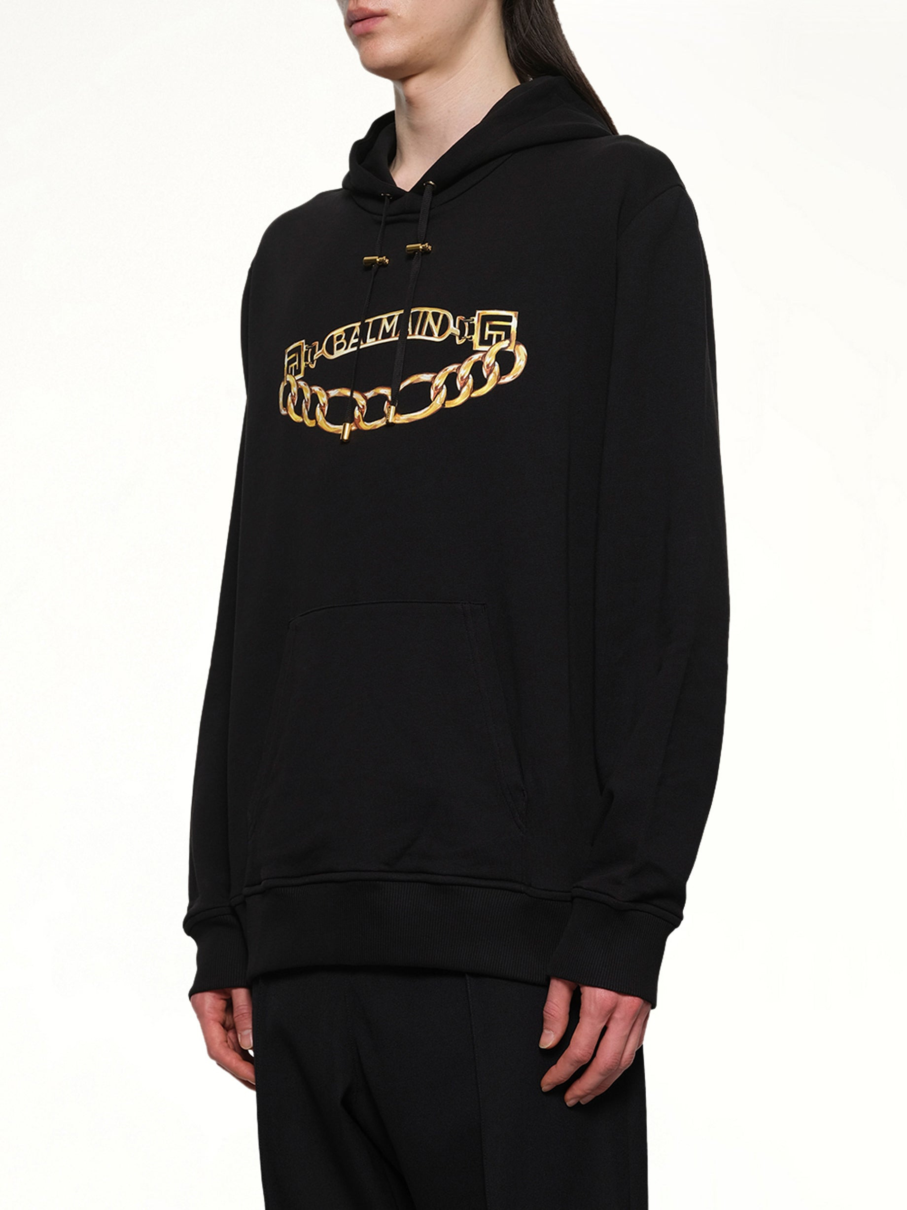 Balmain Chian Logo Hoodie in Black/Gold - 3