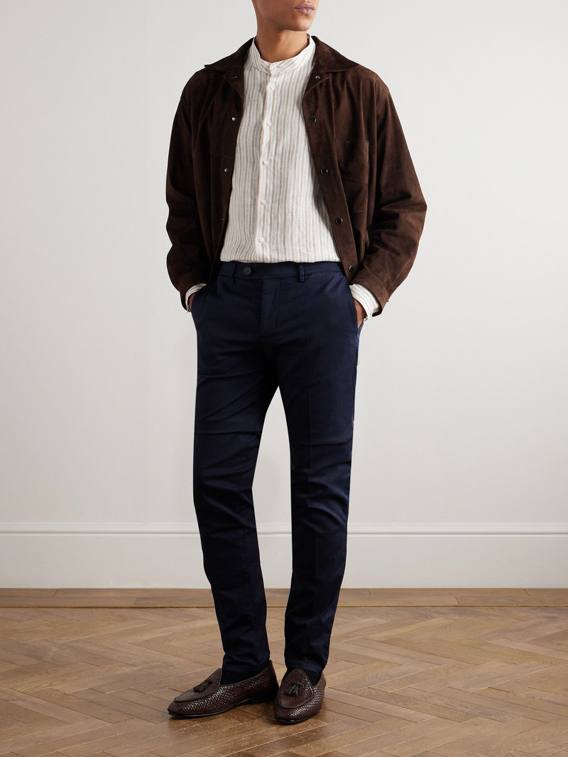Brunello Cucinelli Slim-Fit Tapered Stretch-Cotton Twill Trousers Navy outlook