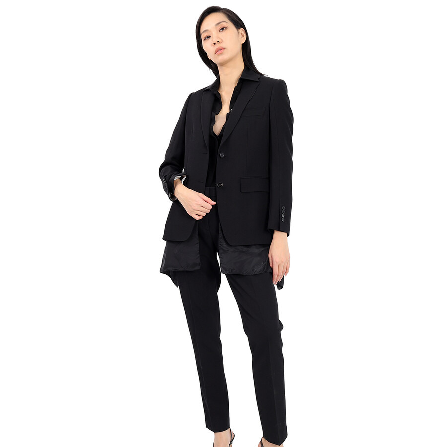 Open Box - Burberry Black Wool Logo Panel Detail Tailored Jacket, Brand Size 6 (US Size 4) - 6