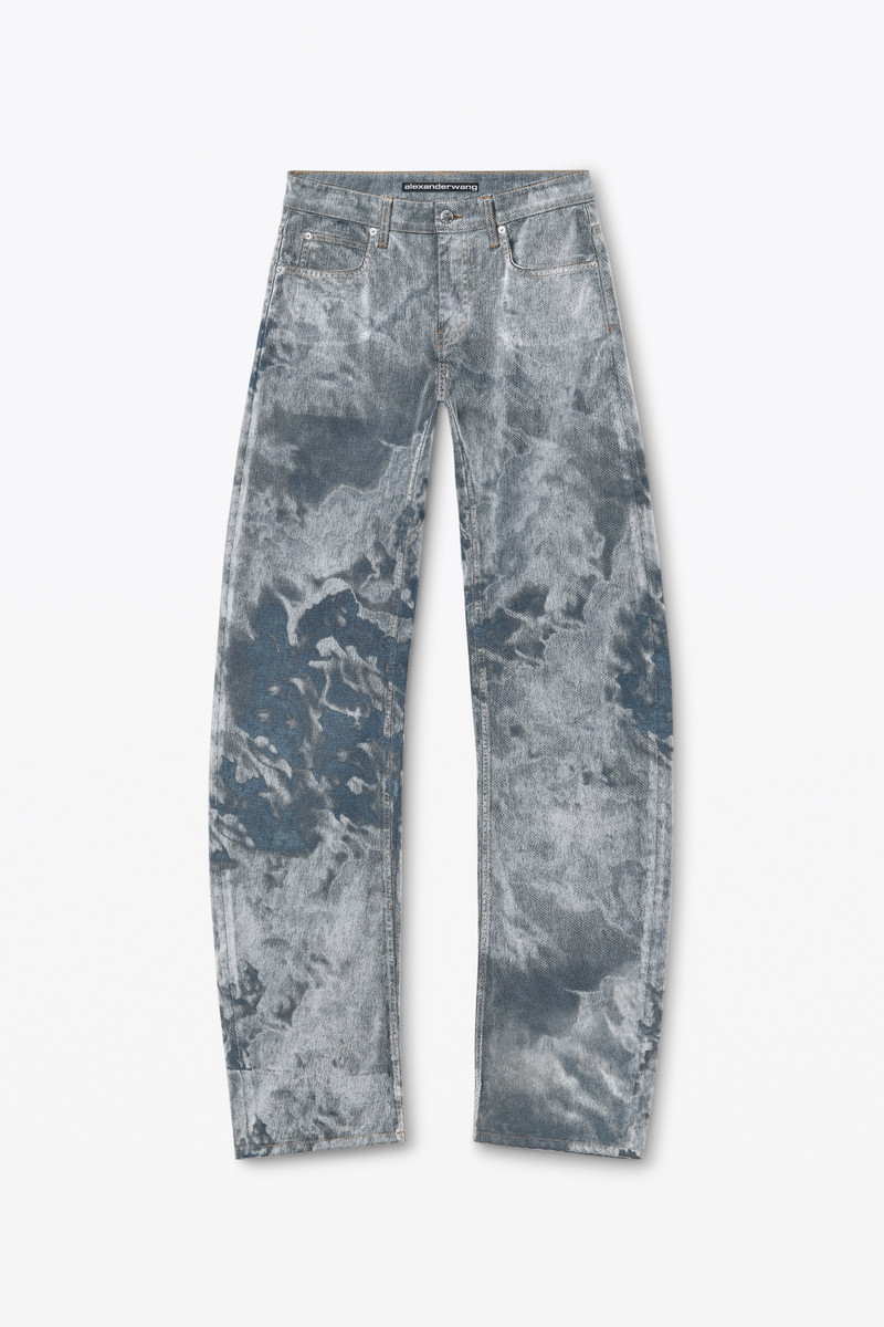 Low-Rise Flocked Jeans with Lasered Cloud Print 1