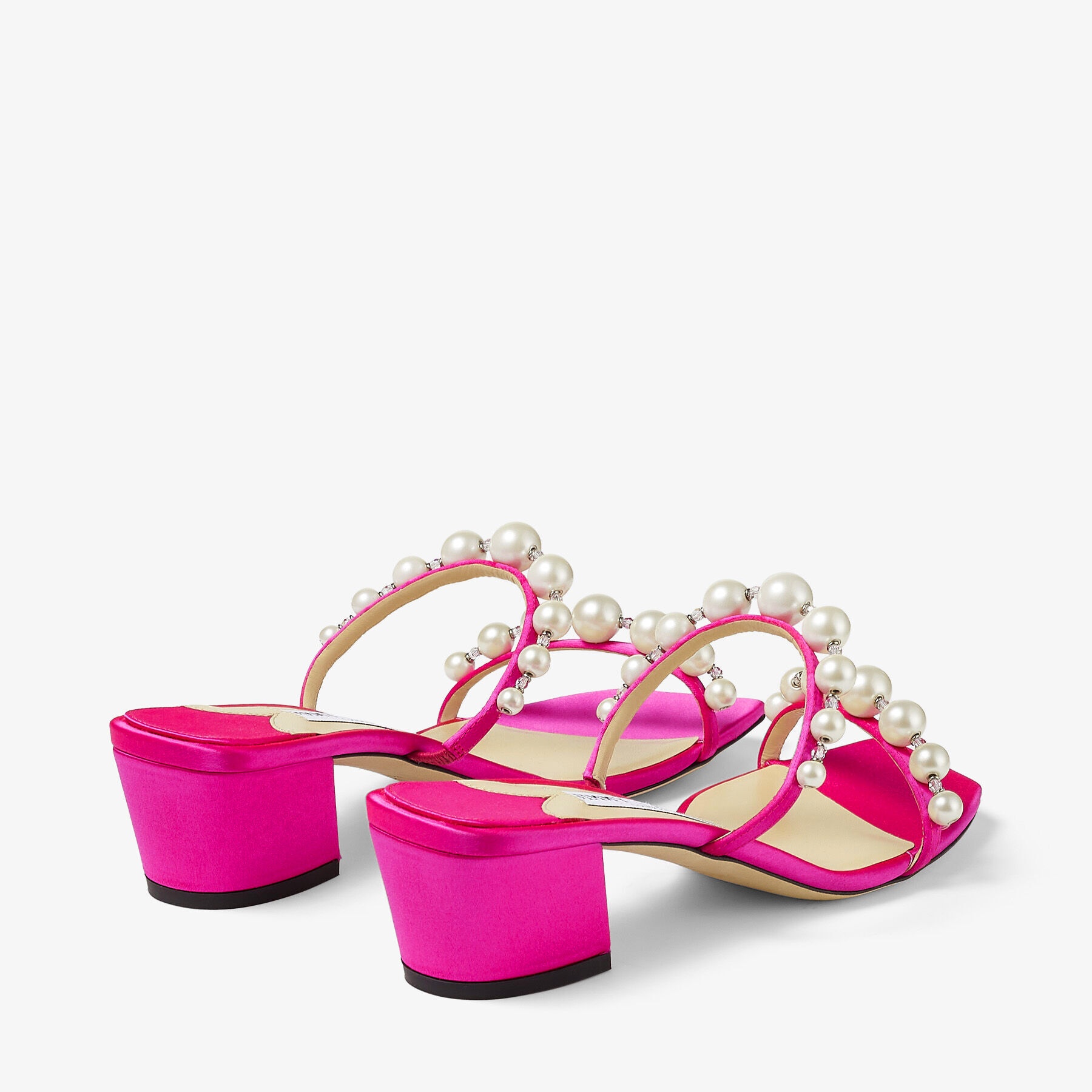 Amara 45
Fuchsia Satin Mules with Pearl Embellishment - 6