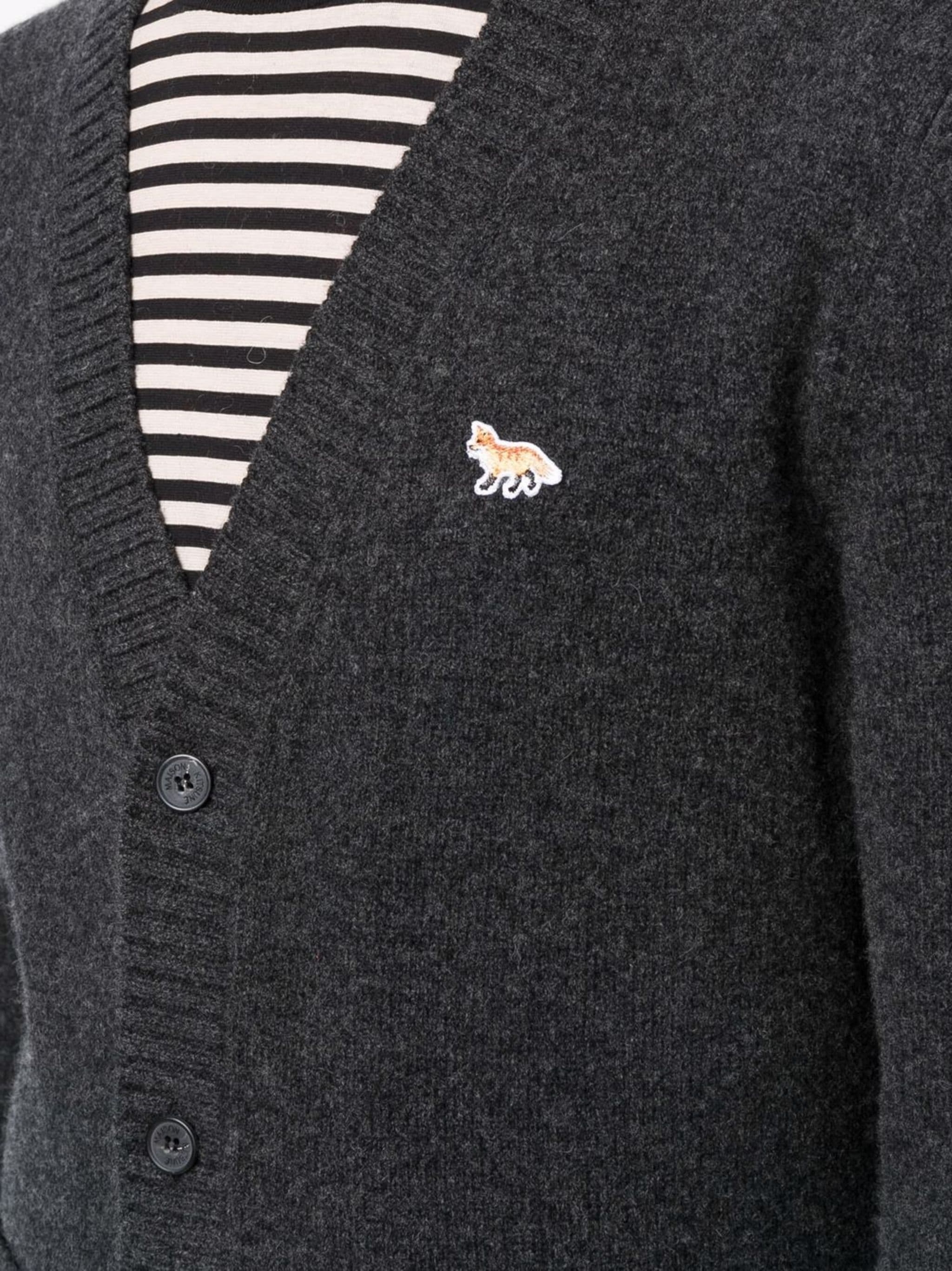 MAISON KITSUNE Men Baby Fox Patch Cosy Cardigan - 4