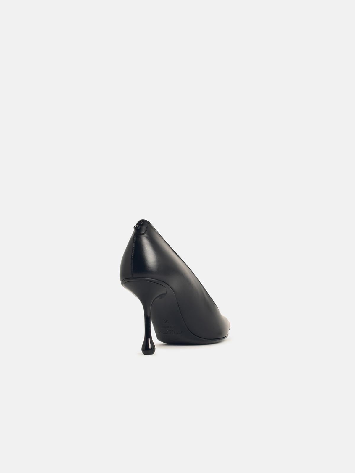 'IXIA 80' BLACK NAPPA LEATHER PUMPS - 3