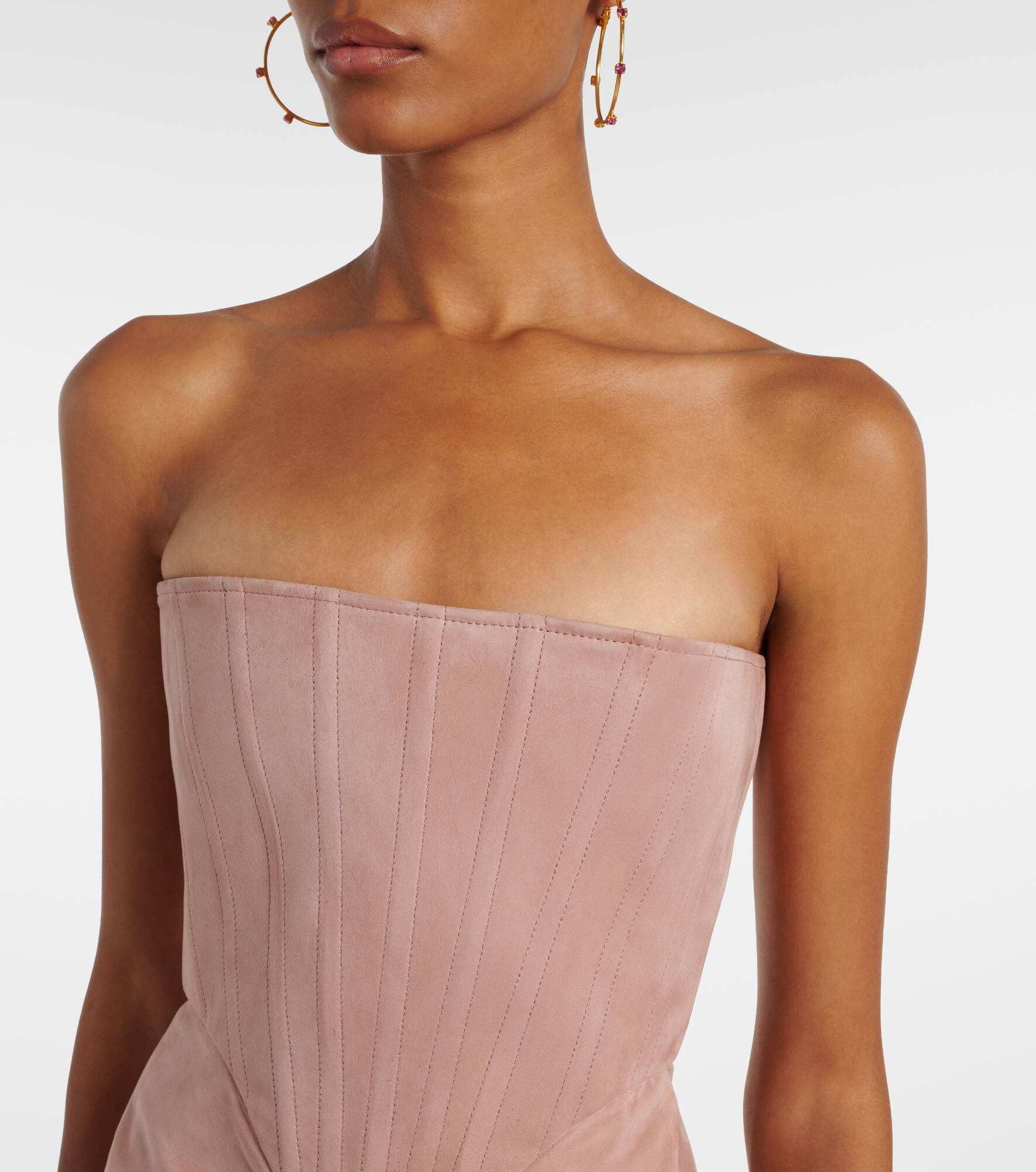 Draped suede bustier dress - 4