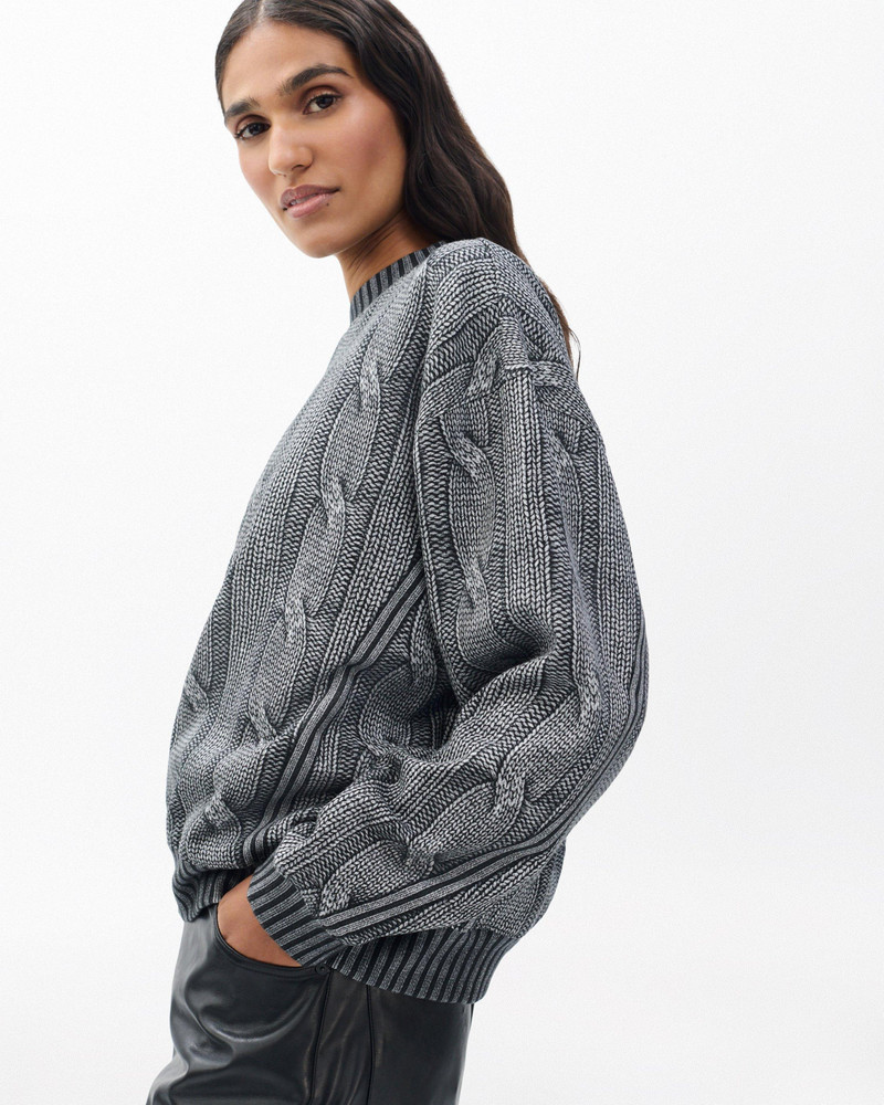 Miramar Cable-Effect Sweatshirt Cotton Fleece 2