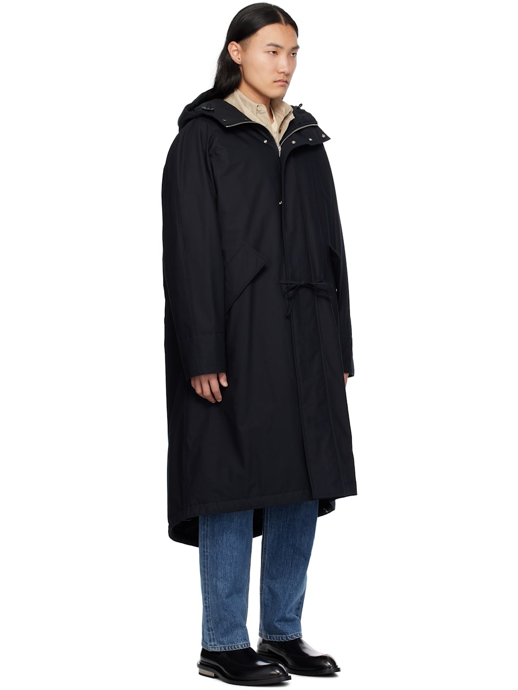 Navy Hooded Coat - 2