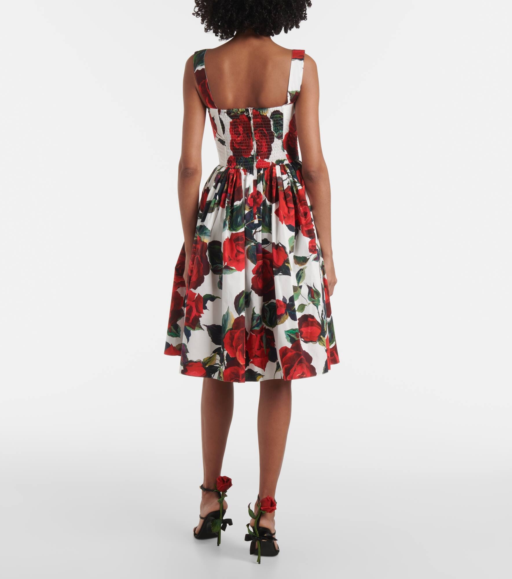 Floral cotton poplin midi dress - 3