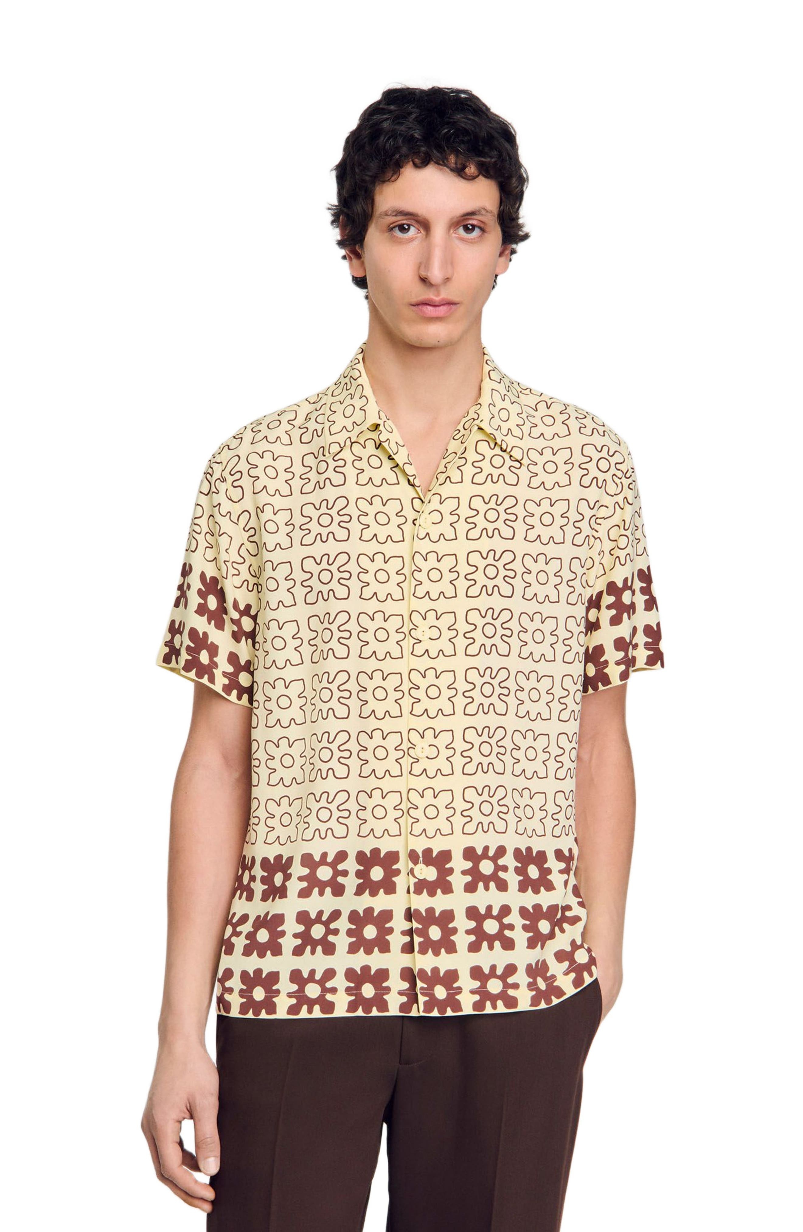 SANDRO Floral motif shirt in Oats at Nordstrom - 3