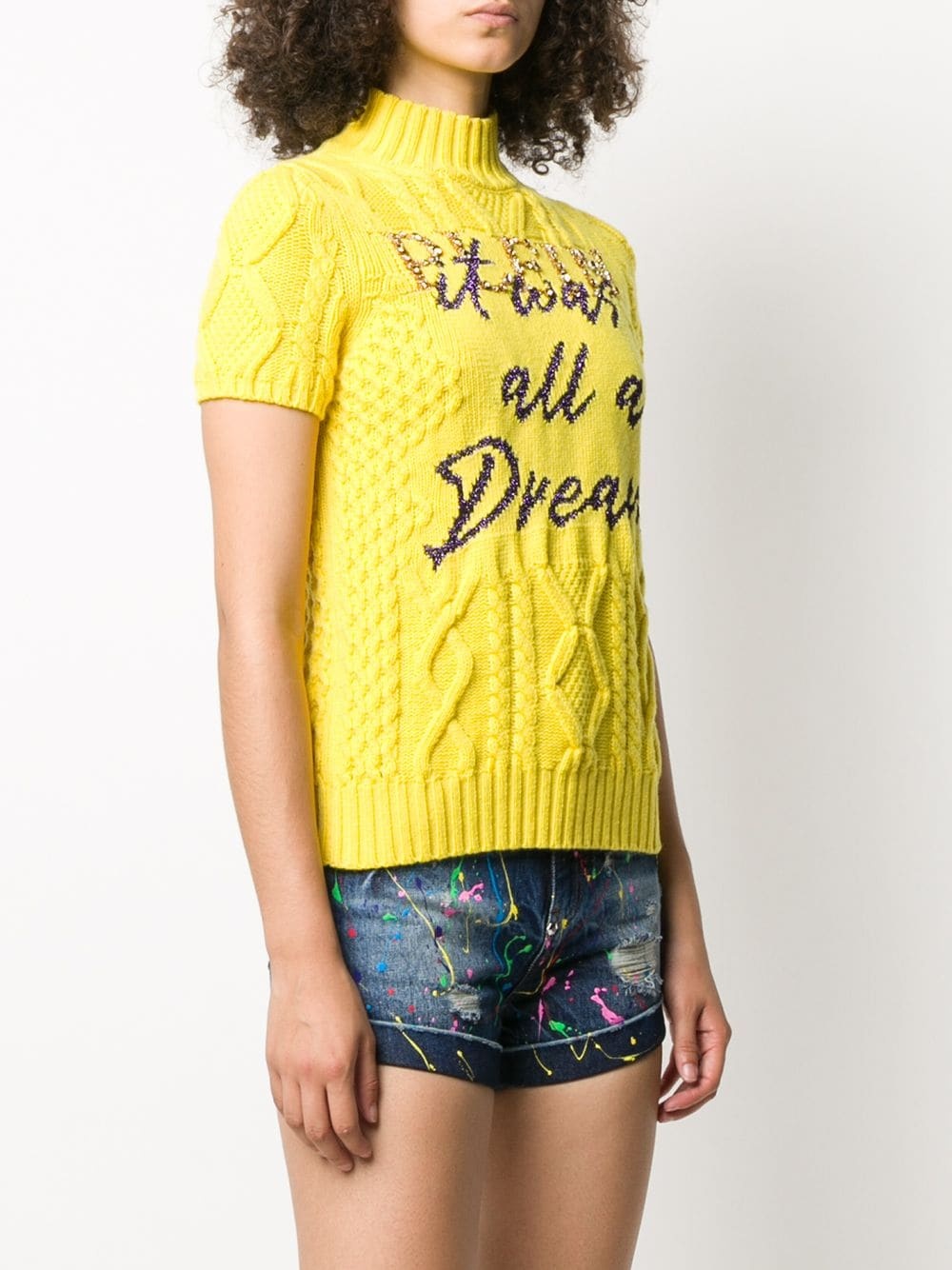 slogan print short-sleeve jumper - 3