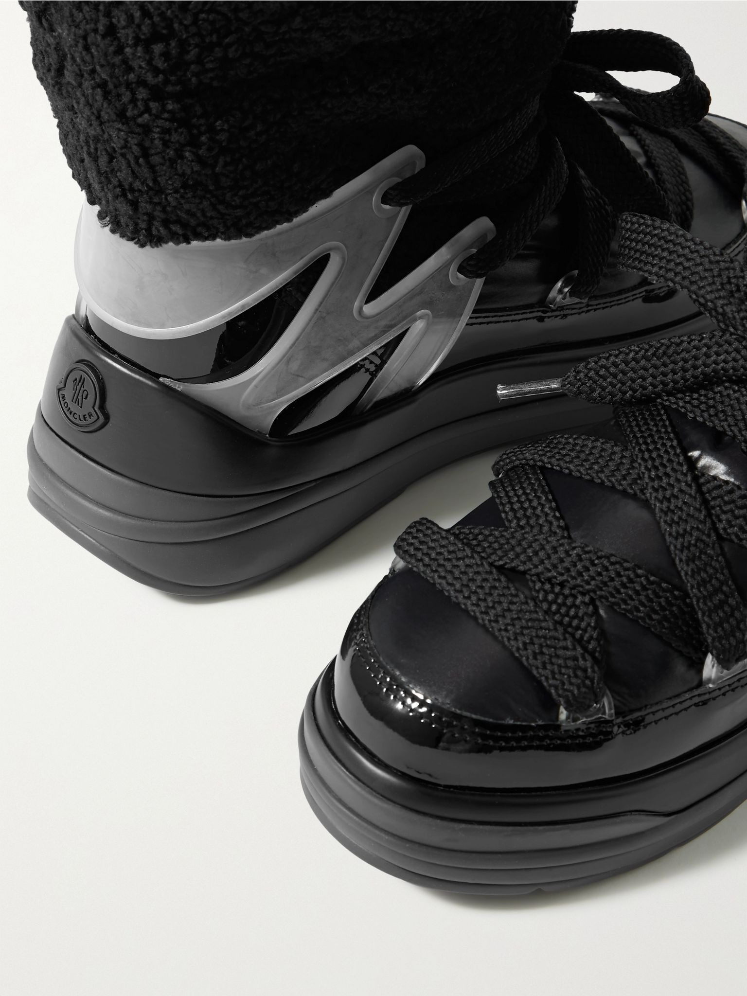 Insolux M rubber-trimmed fleece, shell and patent-leather snow boots Black - 4