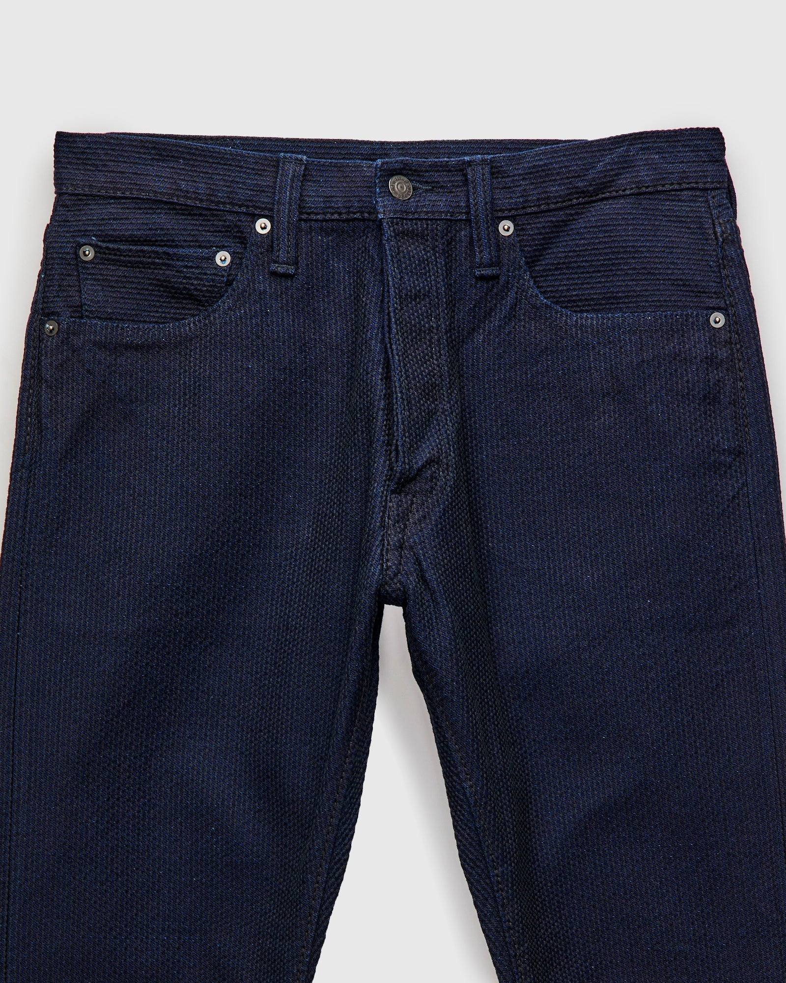 1177-ID Indigo x Black Sashiko Denim - Relaxed Tapered Fit - 5