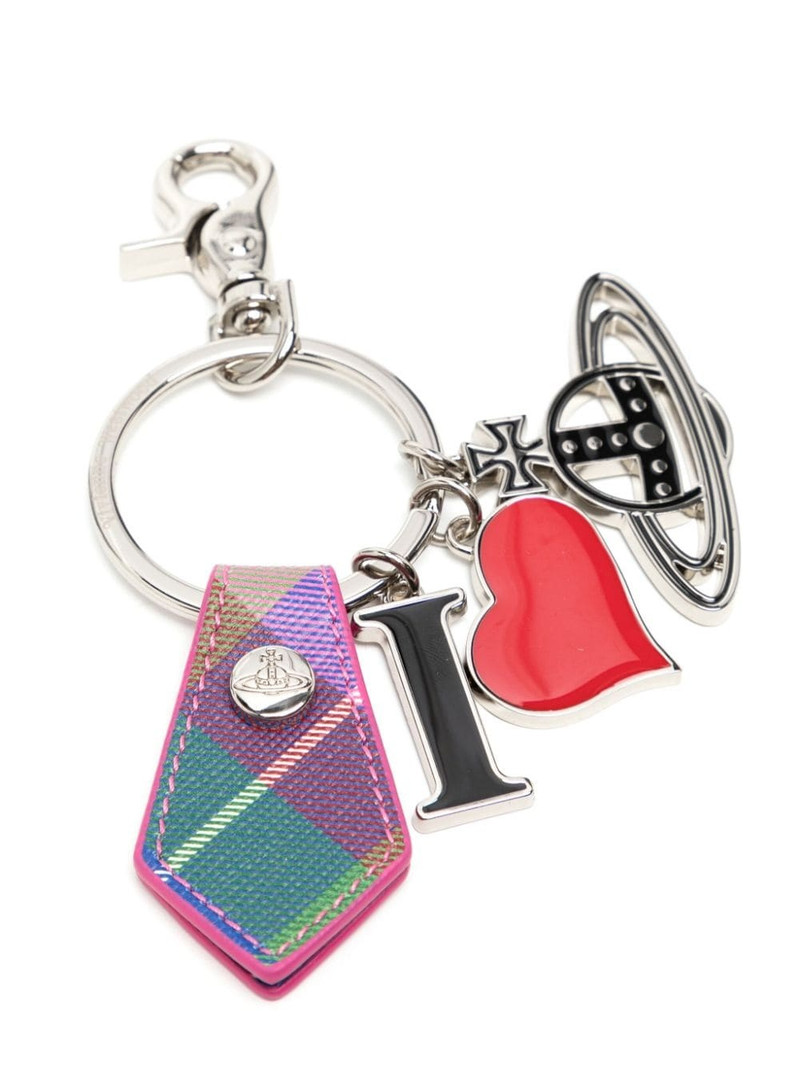 Vivienne Westwood I Love Orb tartan keyring outlook