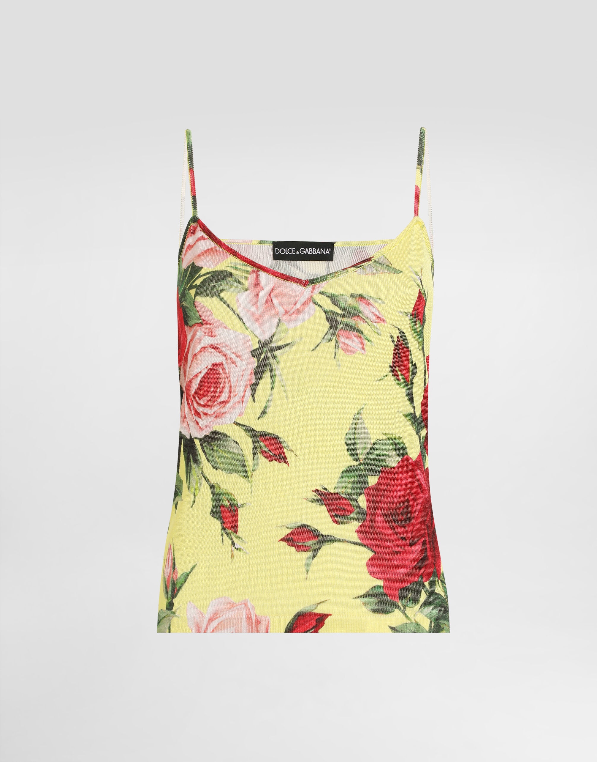 Silk knit tank top with bouquet print - 1