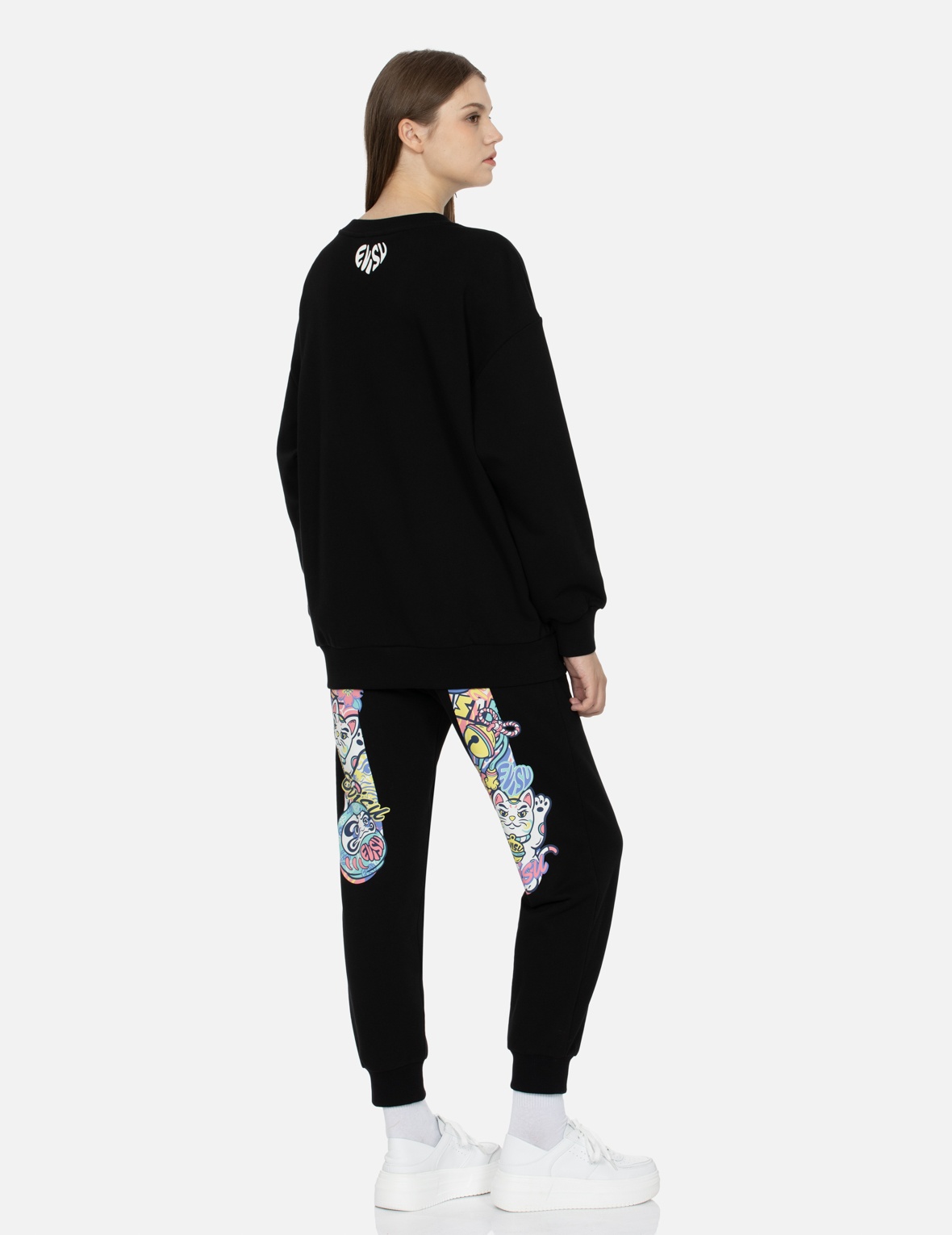 DARUMA AND LOGO PRINT AND EMBROIDERY OVERSIZED SWEATSHIRT - 4