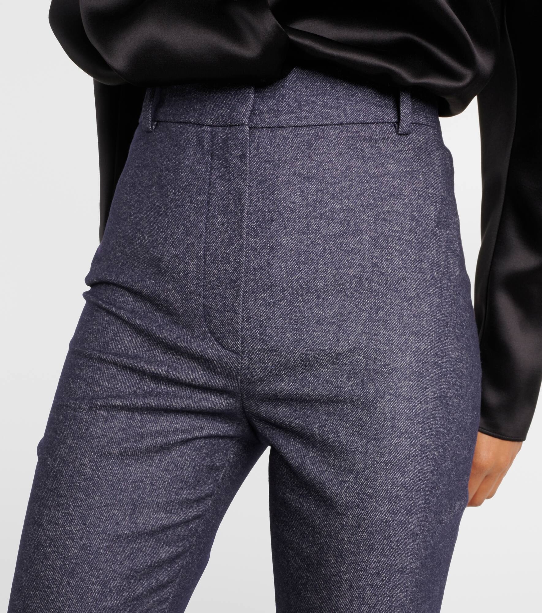 High-rise wool and cotton cropped pants - 4