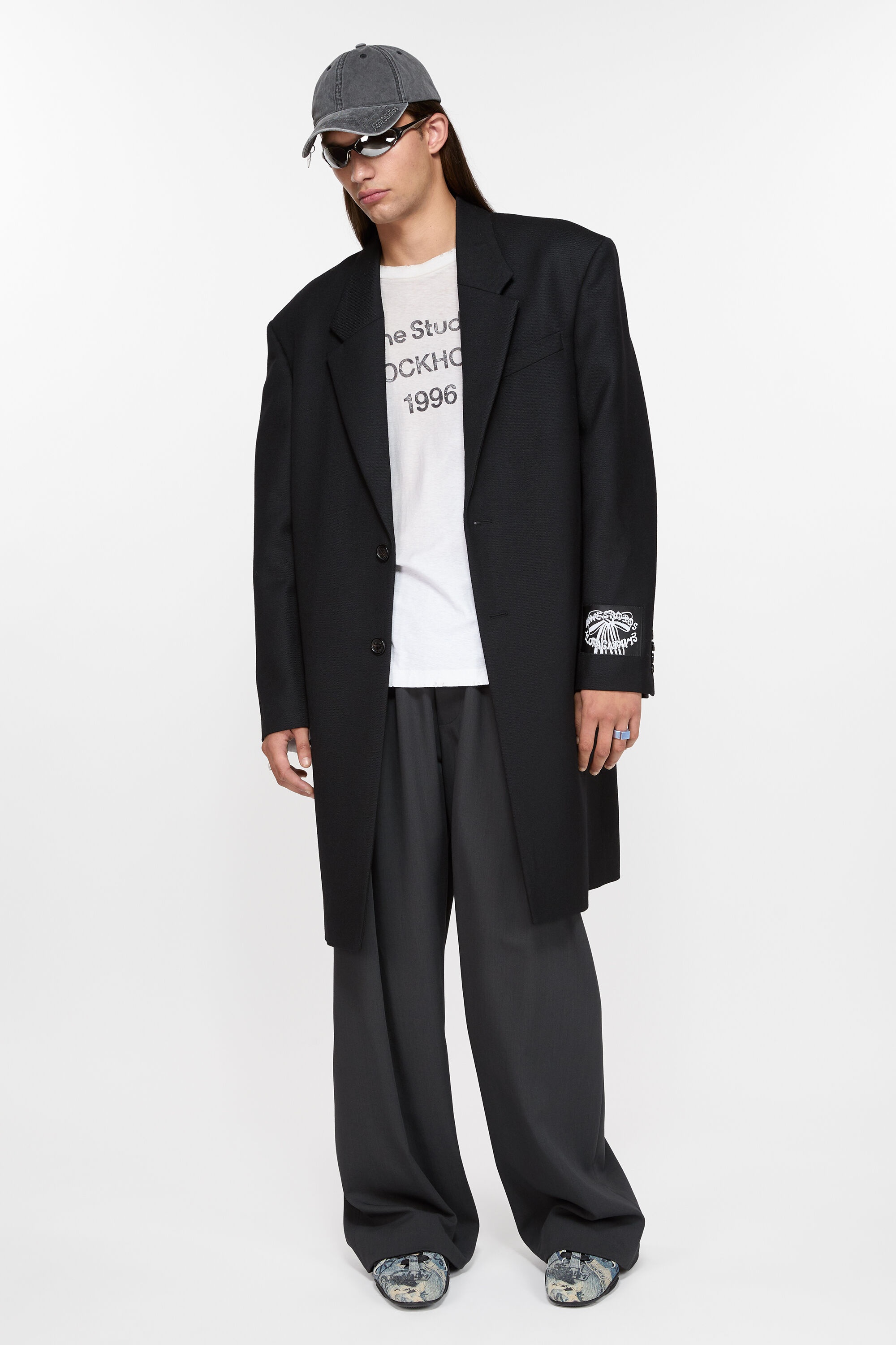 Single-breasted wool coat - Black - 5