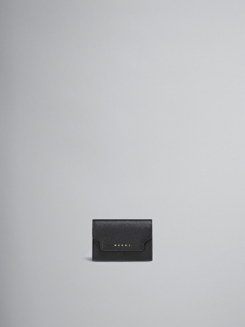 블랙 SAFFIANO CALFSKIN TRI-FOLD WALLET - 1