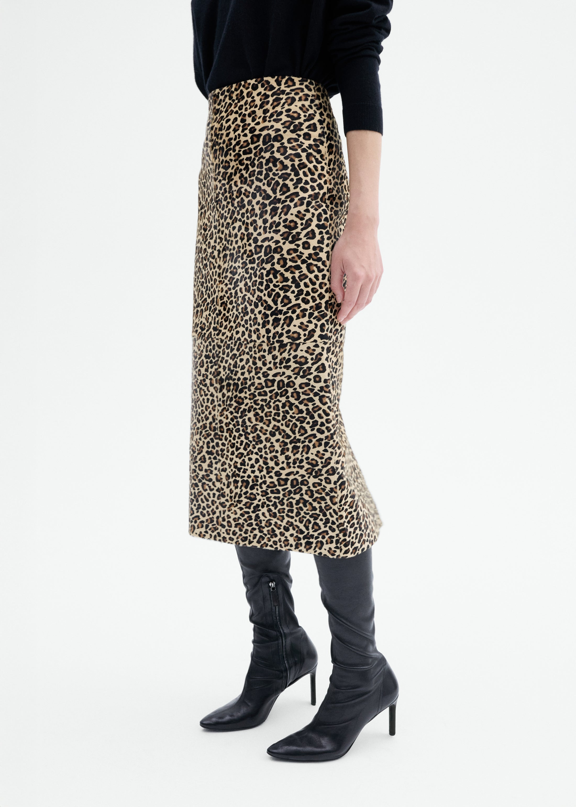Leather Leopard Skirt in Calf Hair - 6