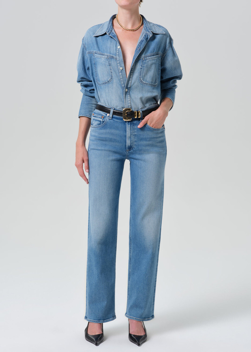 Palma Straight Long Clean Hem In Celeste - 1