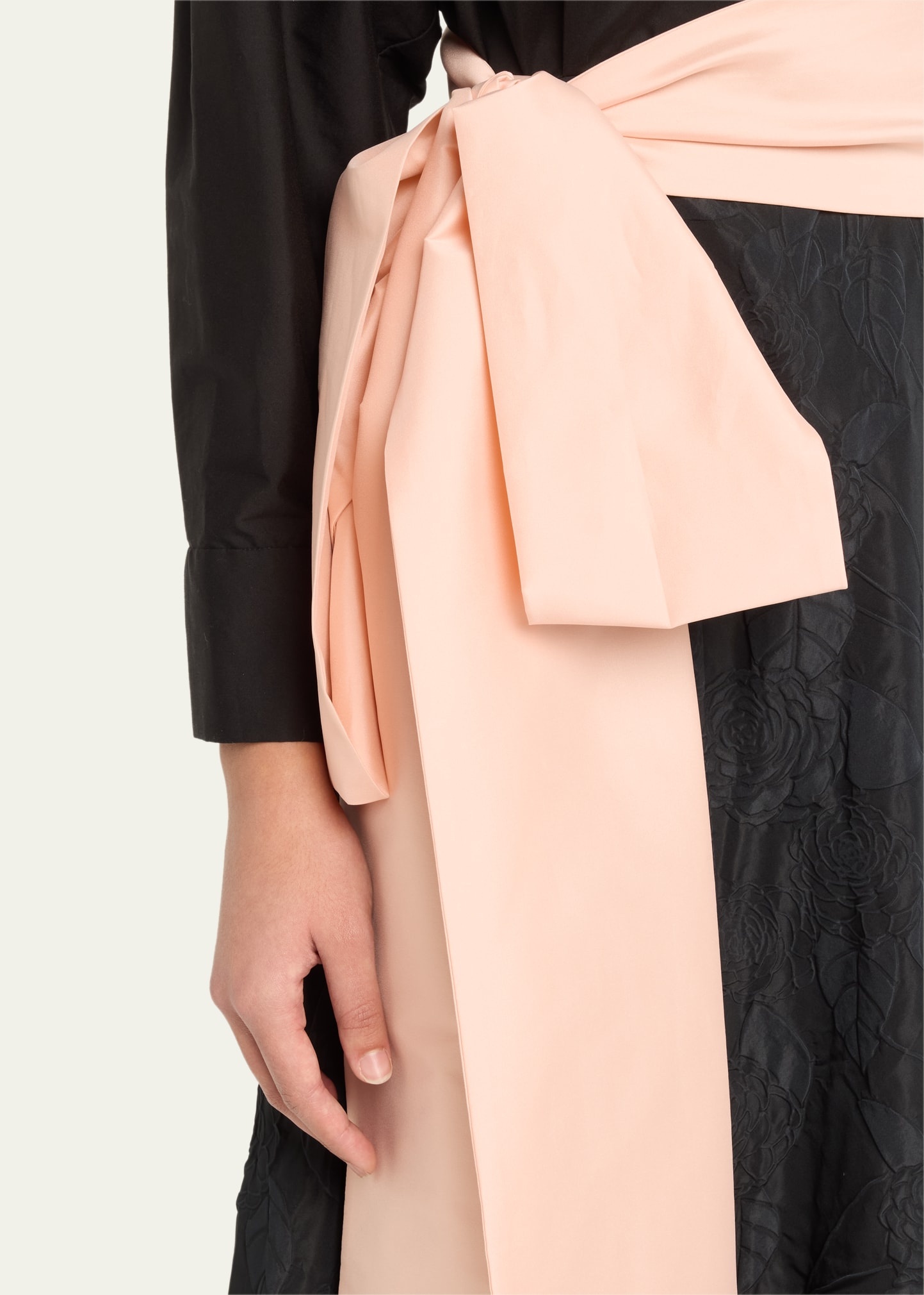 Floral Embossed Wrap Dress with Bow - 4