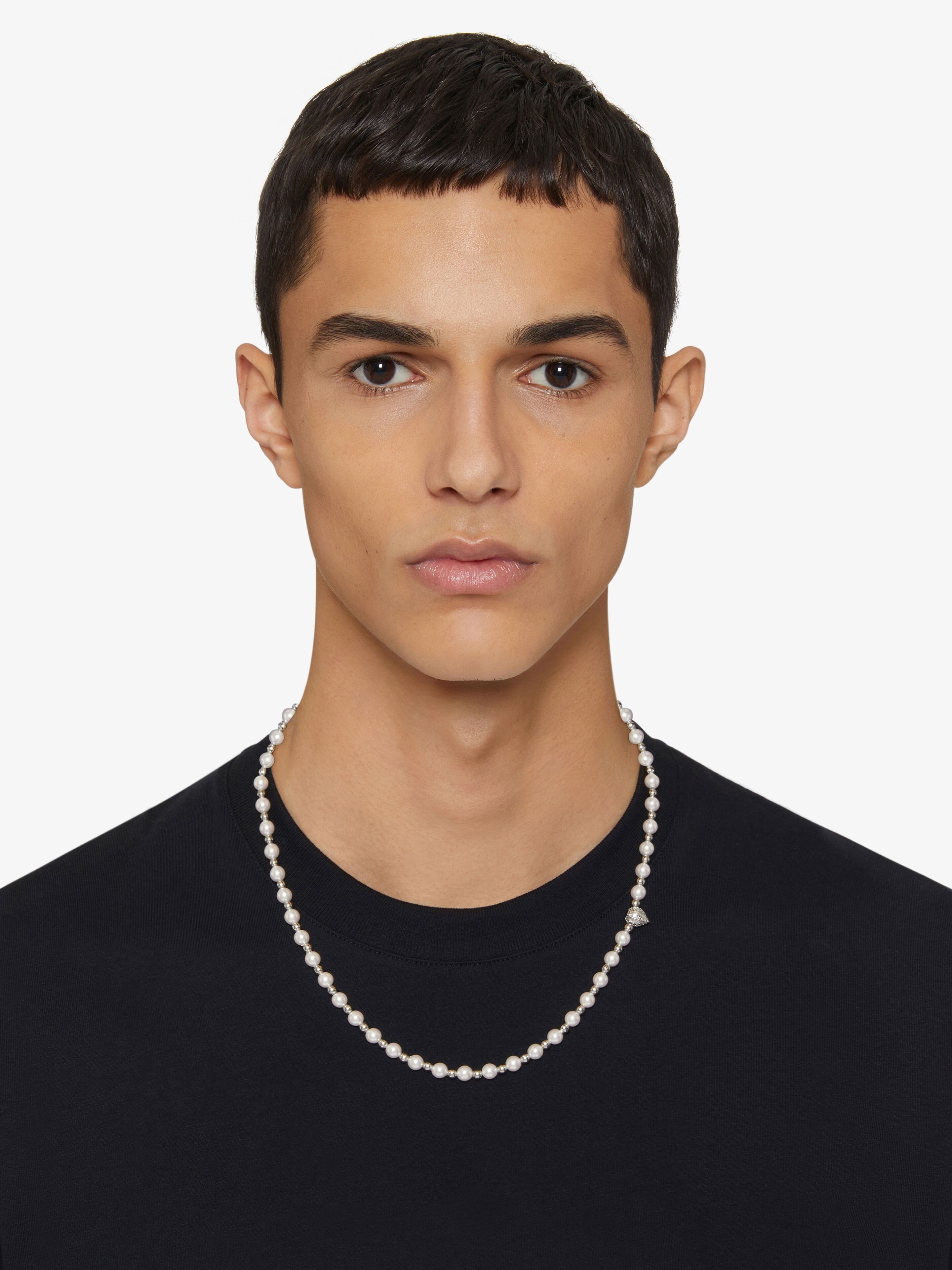 G STUD NECKLACE IN METAL WITH PEARLS - 3