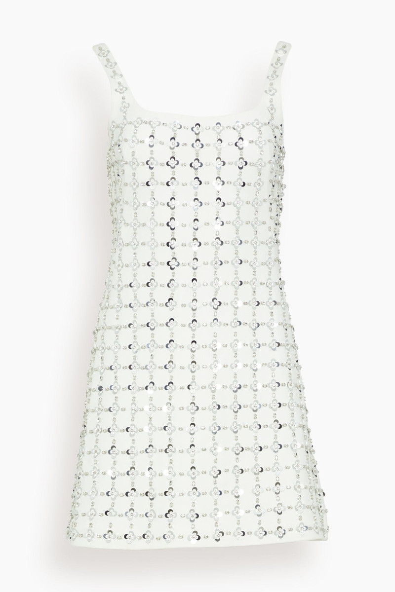 Ziva Sleeveless Embellished Mini Dress in White Multi - 1