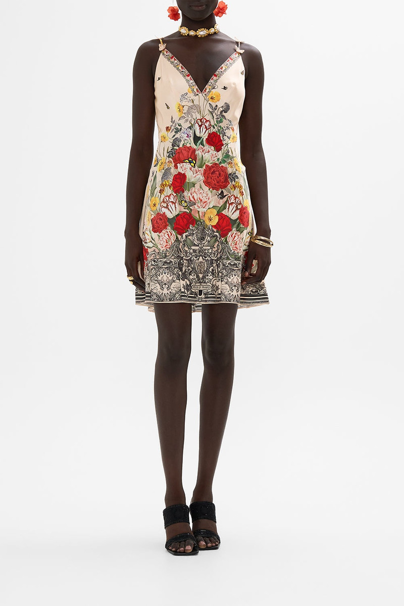 CAMILLA V NECK BIAS SLIP DRESS WITH BACK FRILL outlook