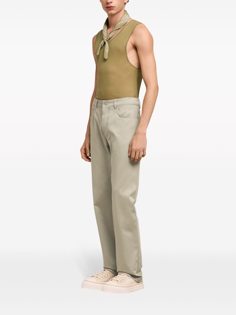 straight-leg cotton trousers - 3