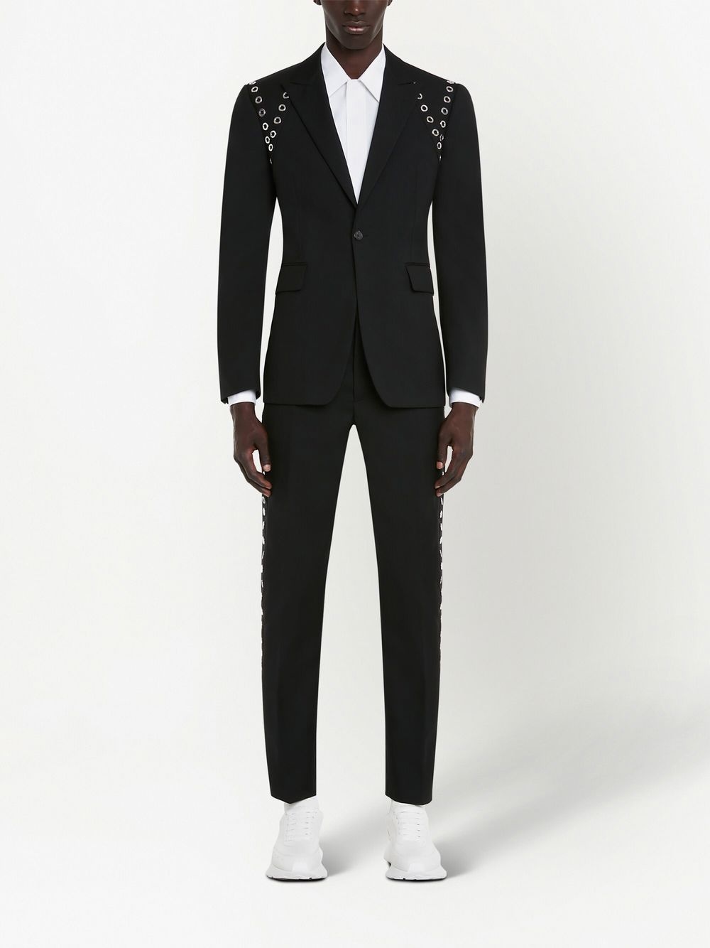eyelet-detail slim-cut trousers - 3