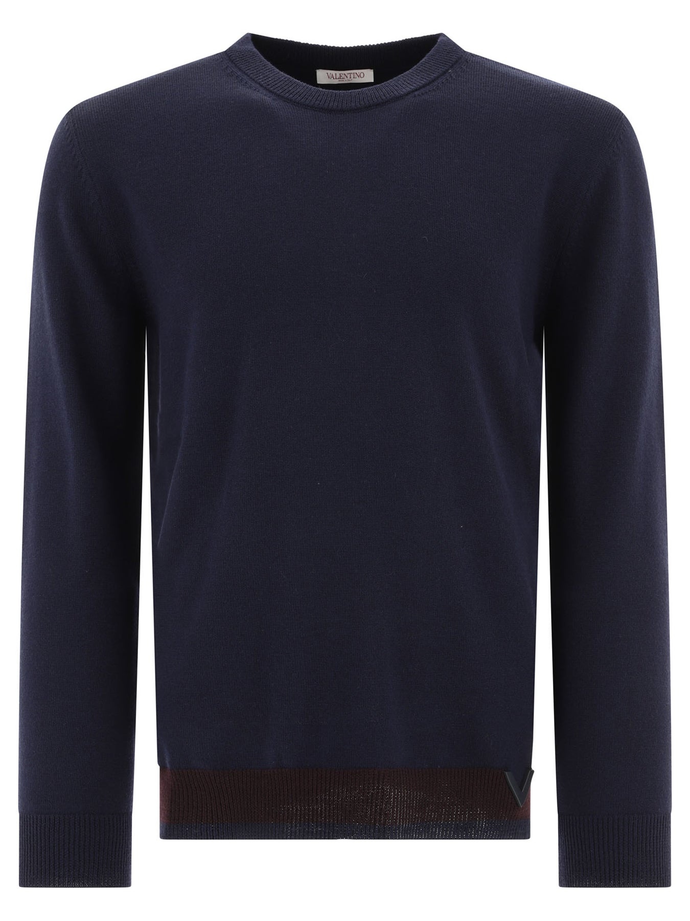 Sweater With Rubberised V Detail Knitwear Blue - 1