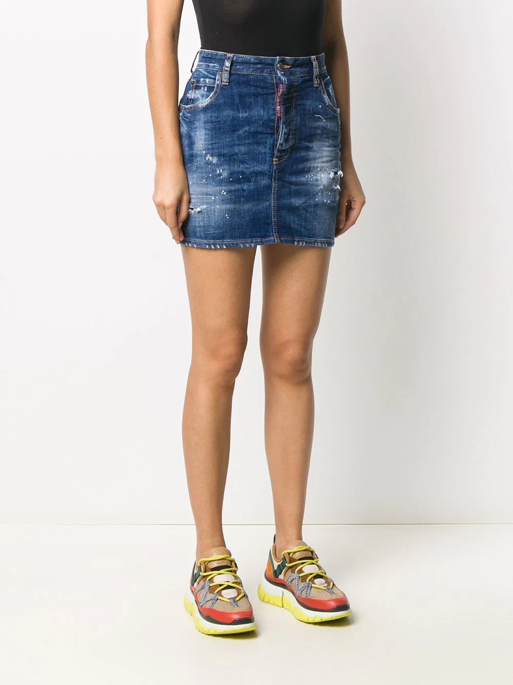 distressed denim skirt - 3