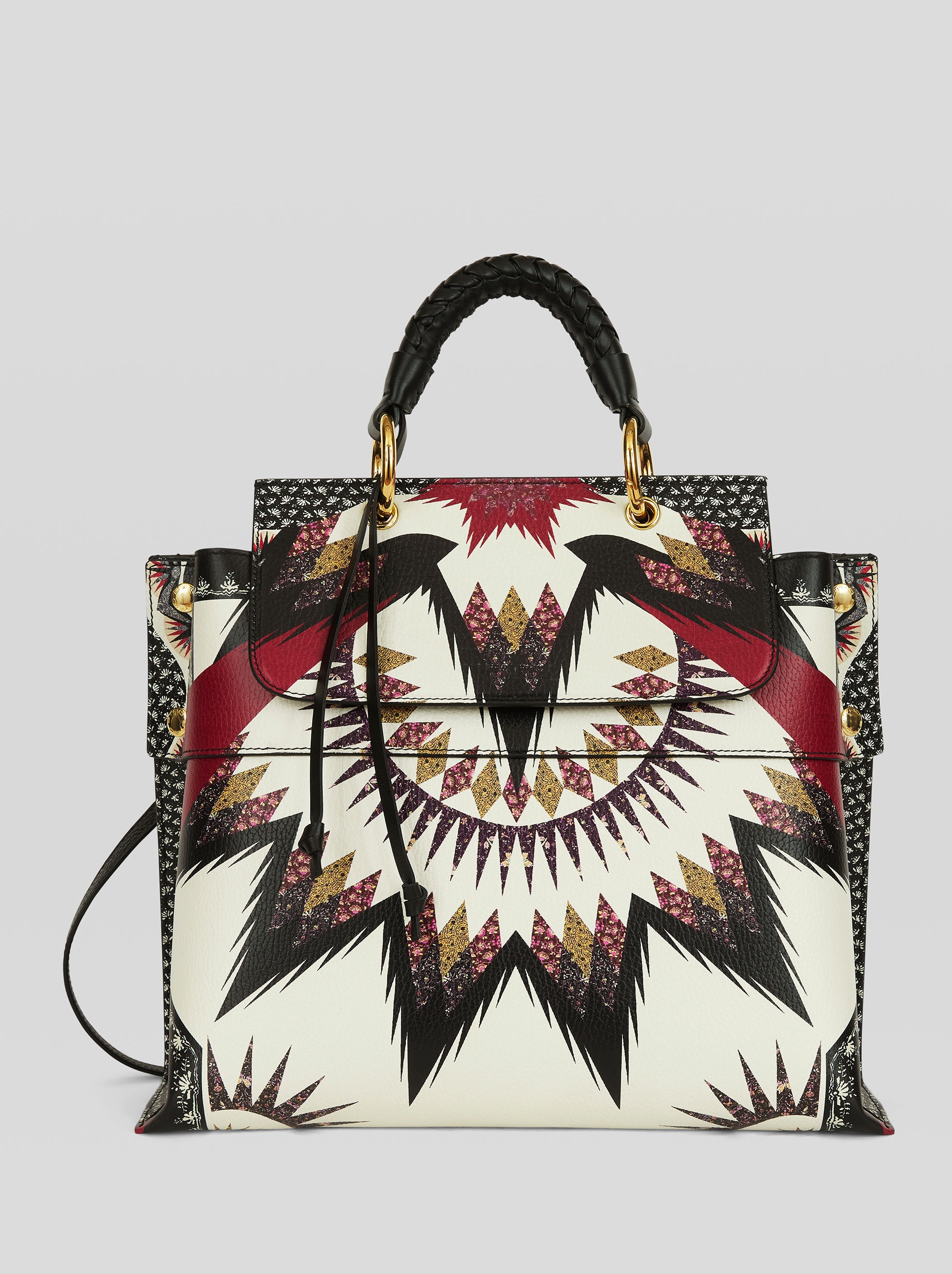 GEOMETRIC PRINT LEATHER HANDBAG - 1