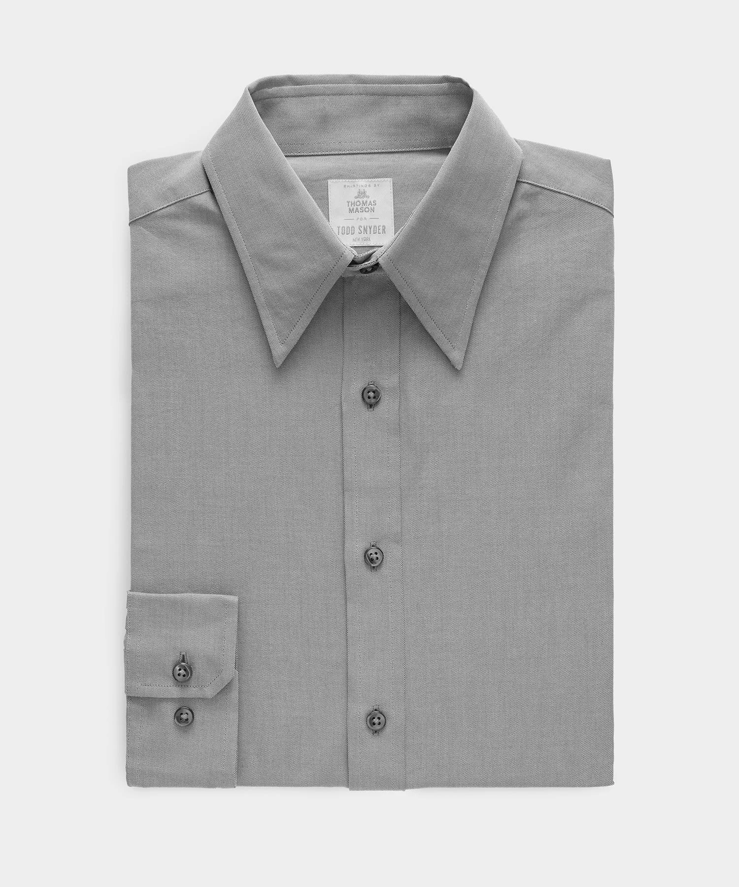 Slim Twill Long Collar Dress Shirt - 1