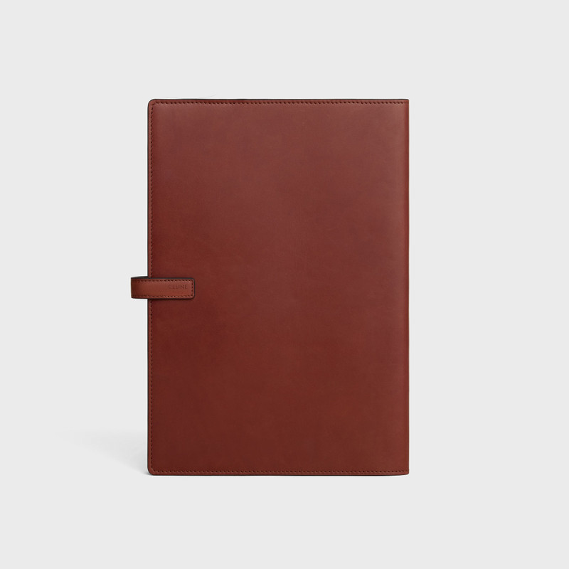 LARGE NOTEBOOK COVER WITH POUCH IN NATURAL CALFSKIN 3