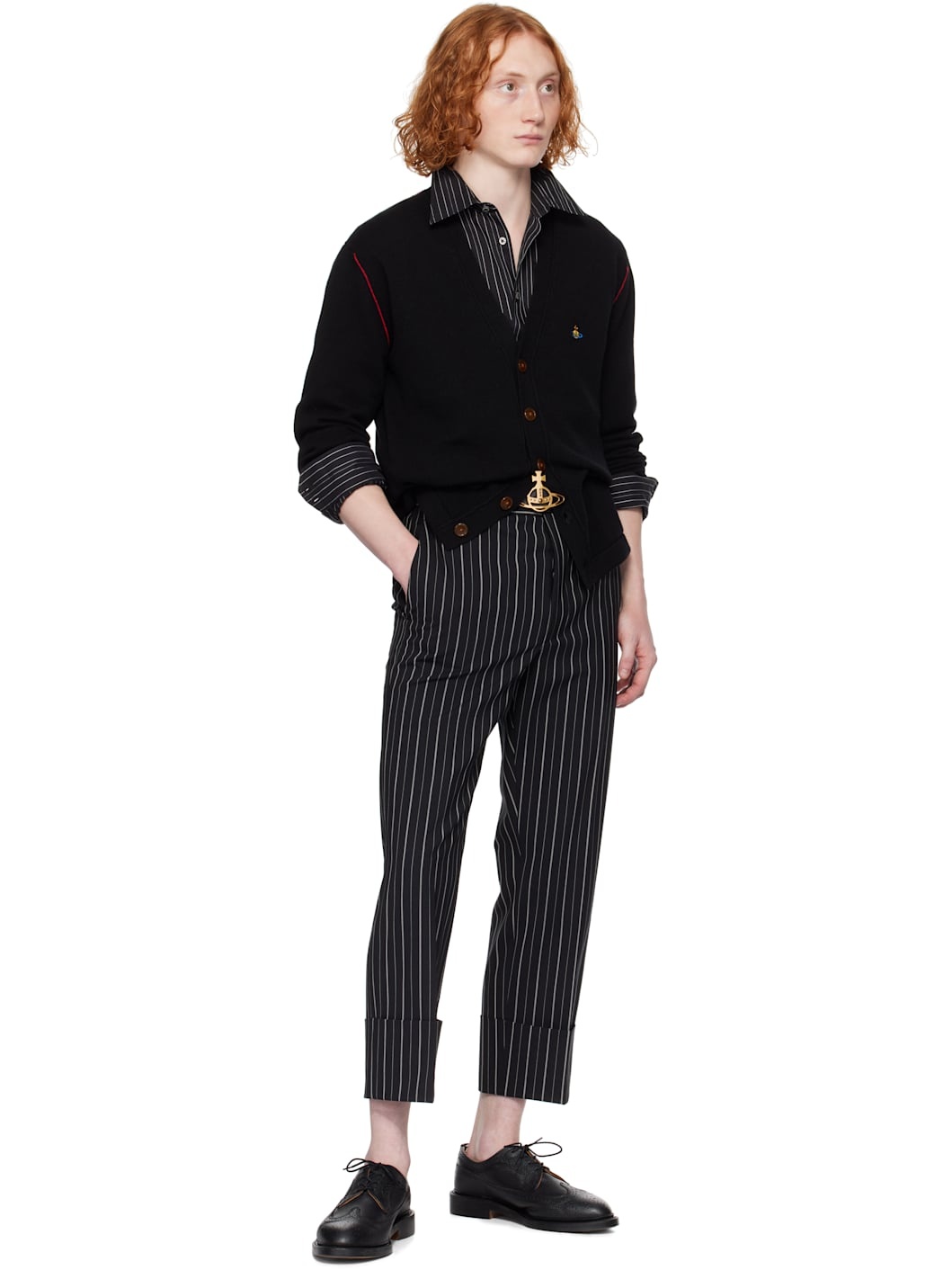 【送料&関税込】Vivienne Westwood Black Cotton Blend Alex Sw Vivienne Westwood Black Alex Cardigan | REVERSIBLE