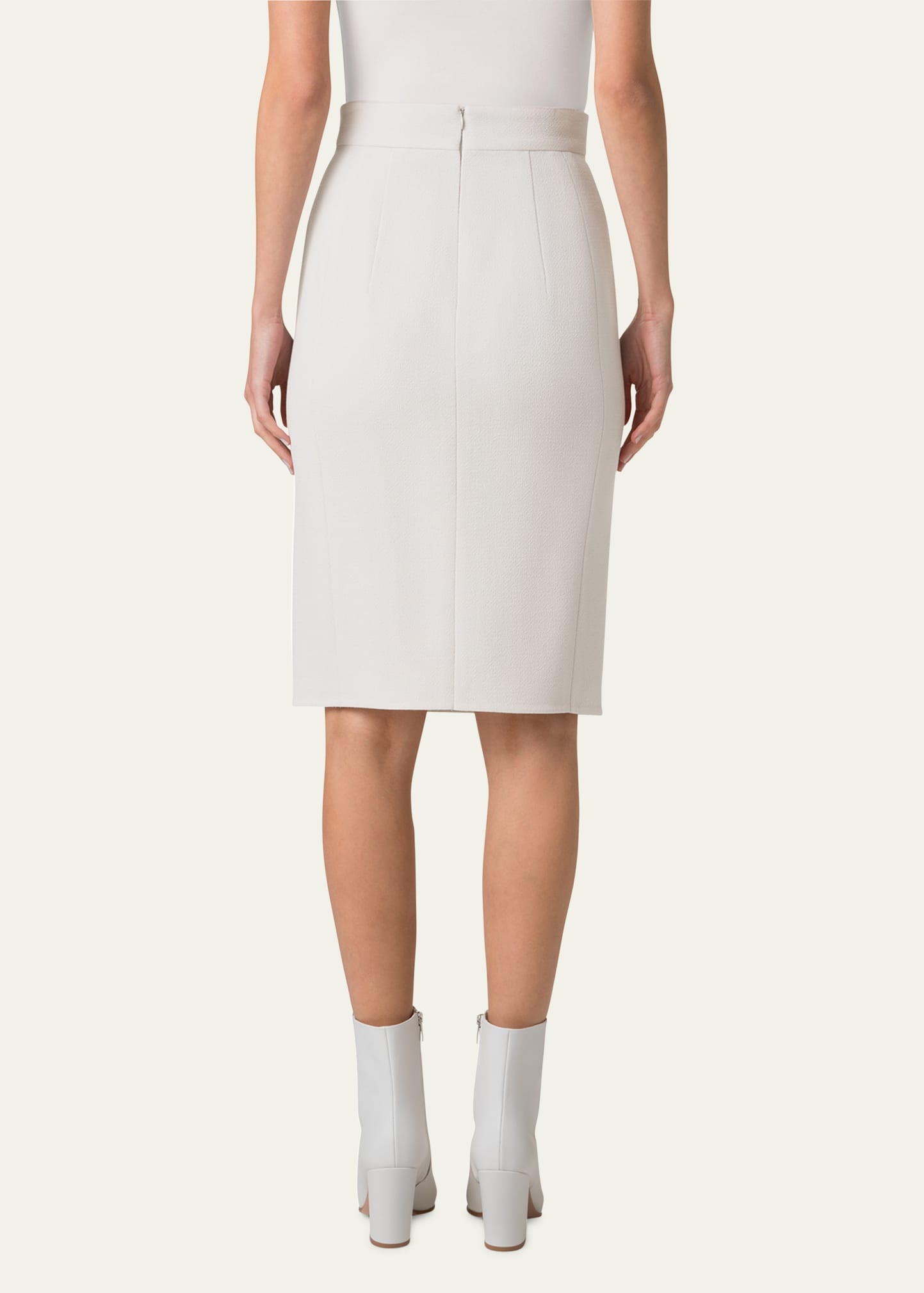 Double-Face Wool Crepe Pencil Skirt - 3