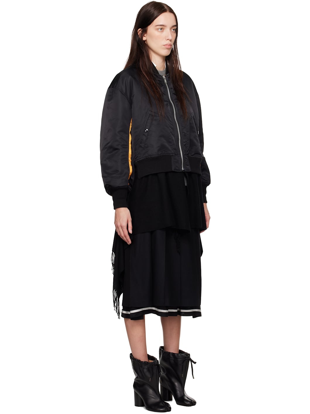 Black Scarf Bomber Jacket - 2