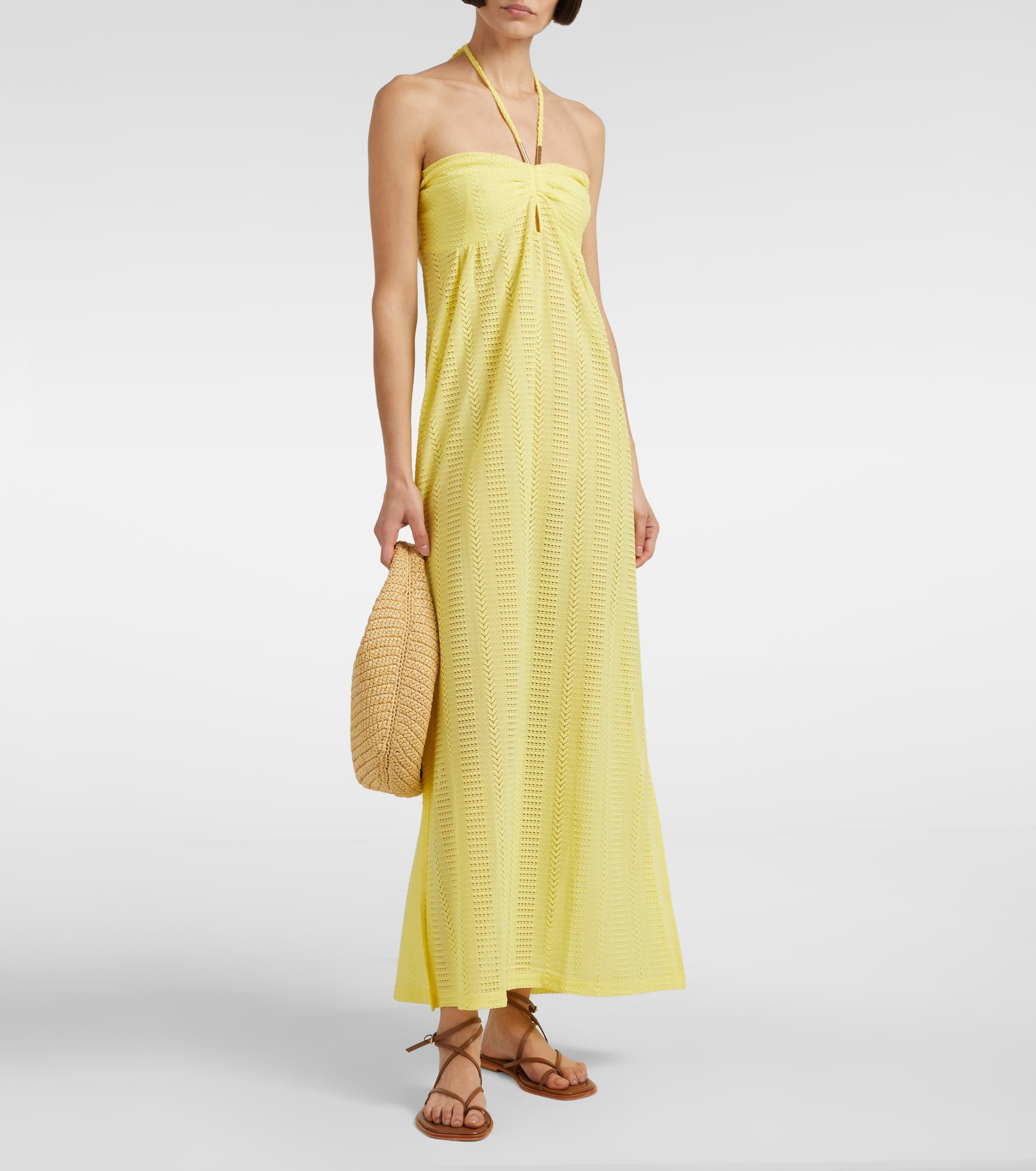 Mila semi-sheer halterneck maxi dress - 2