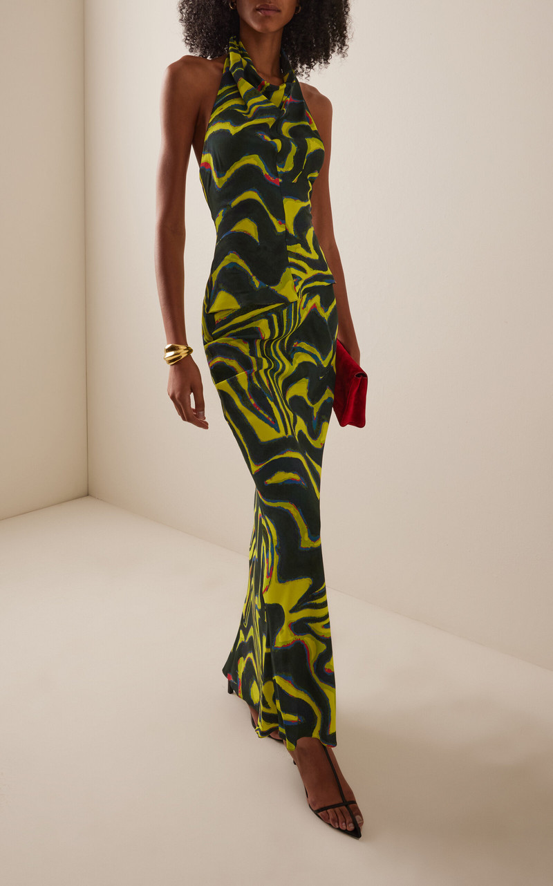 CHRISTOPHER JOHN ROGERS Printed Jersey Maxi Skirt green outlook