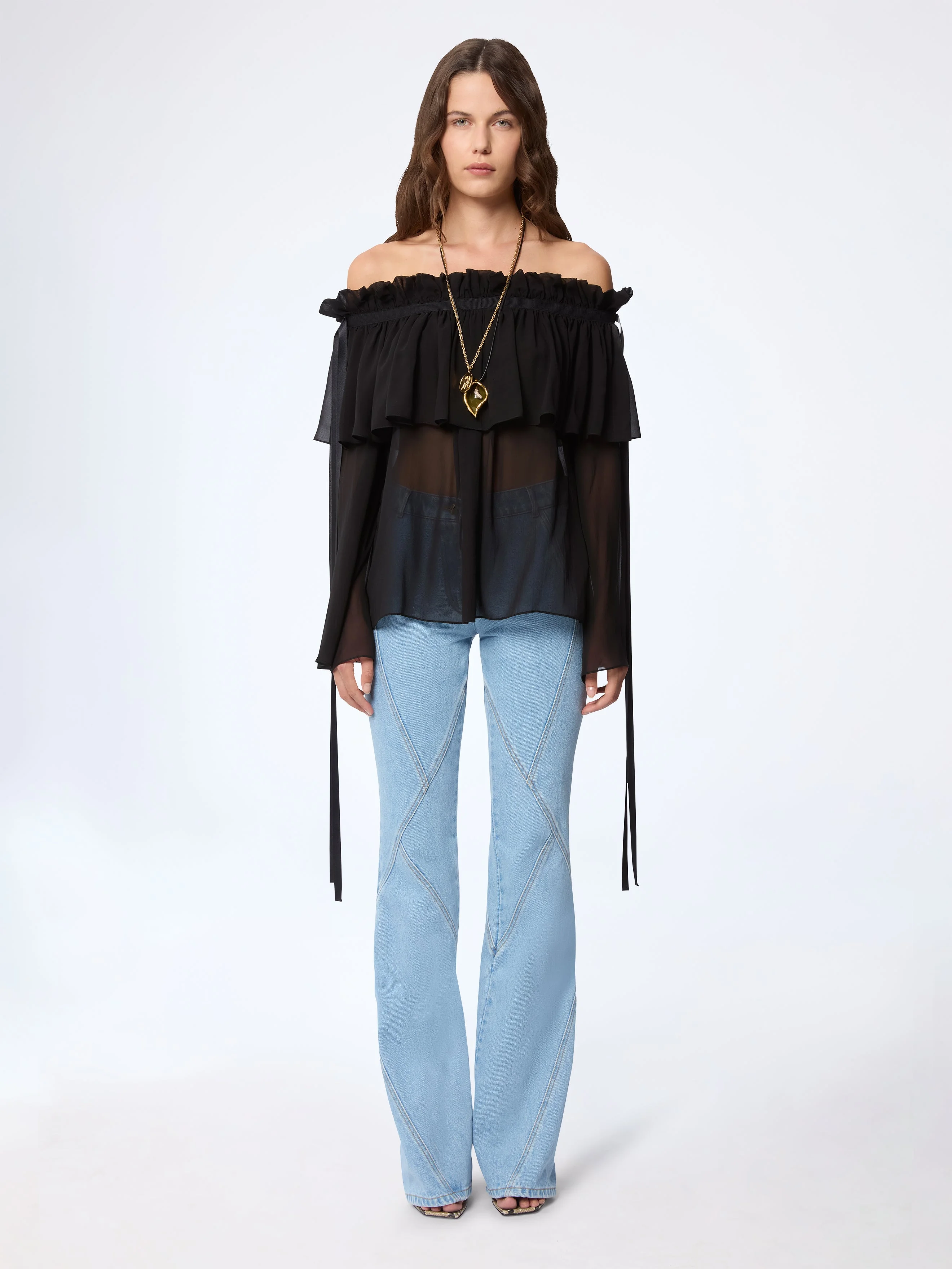 Denim Flared Pants - 1