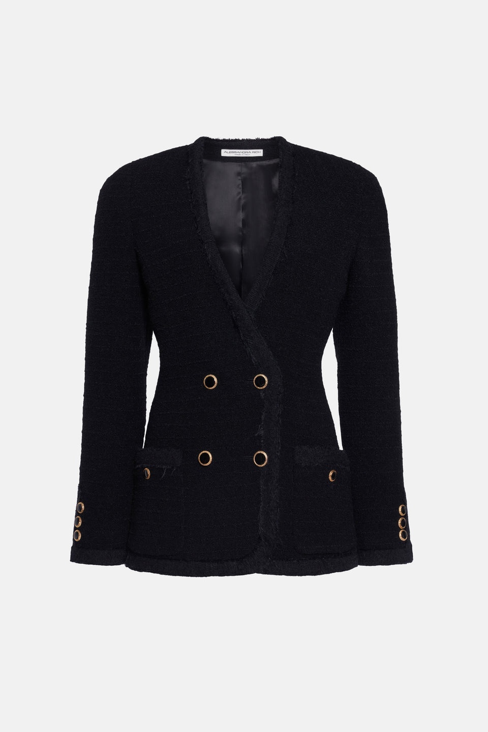CHECKED TWEED BOUCLE DOUBLE BREASTED JACKET - 1