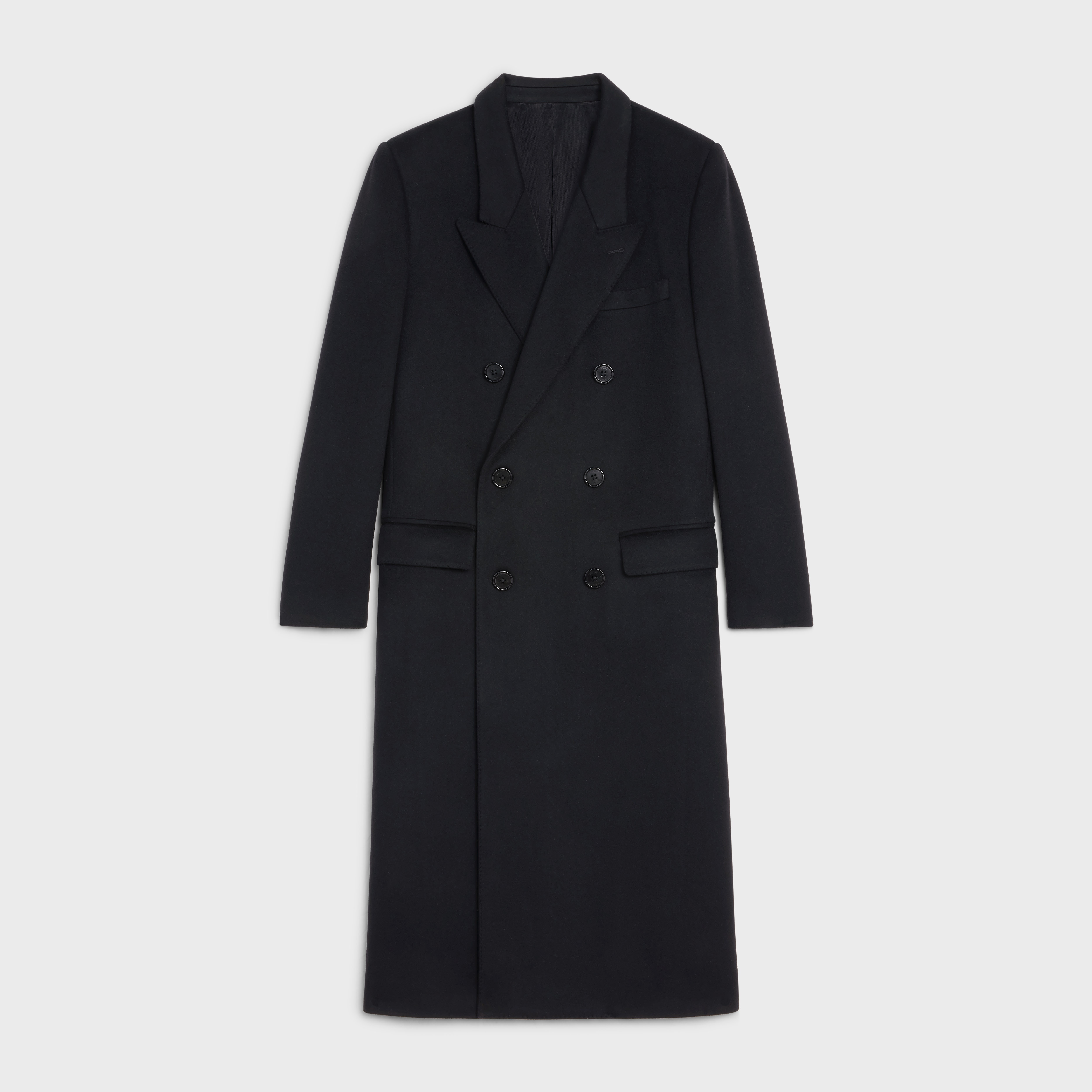 OVERCOAT WITH PEAK COLLAR IN WOOL CLOTH - 1