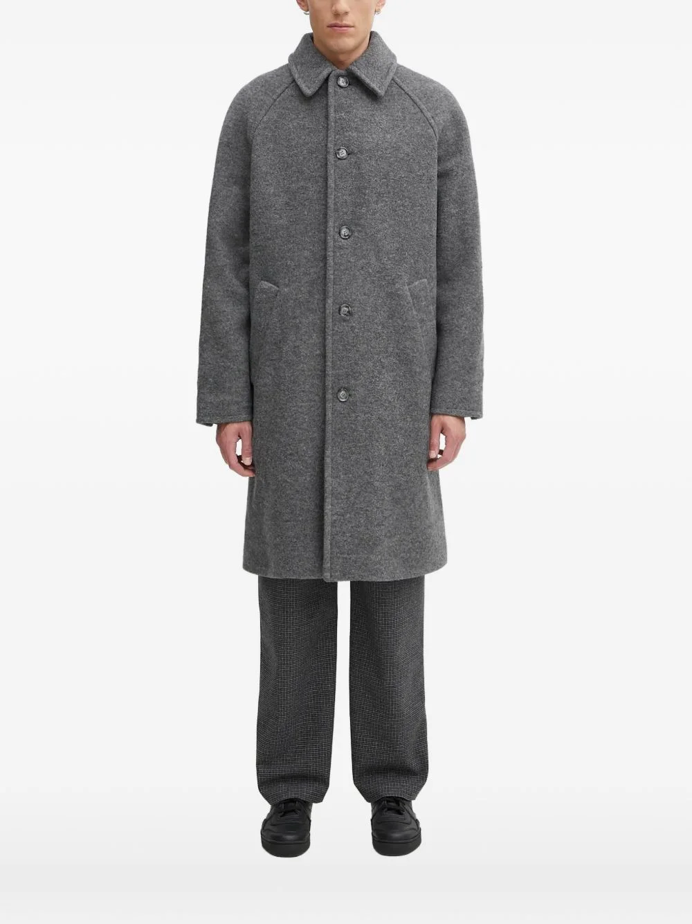 button-fastening collar coat - 1