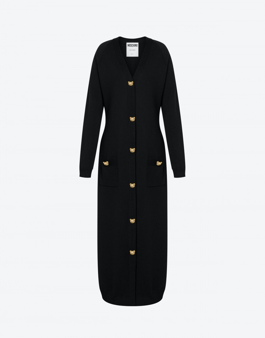 TEDDY BUTTONS LONG WOOL CARDIGAN - 1
