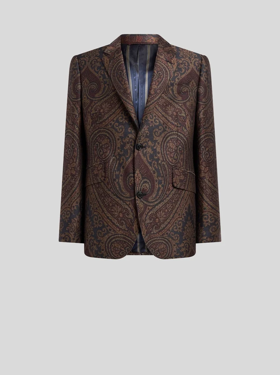 SINGLE-BREASTED WOOL-BLEND JACQUARD JACKET WITH PAISLEY MOTIF - 1