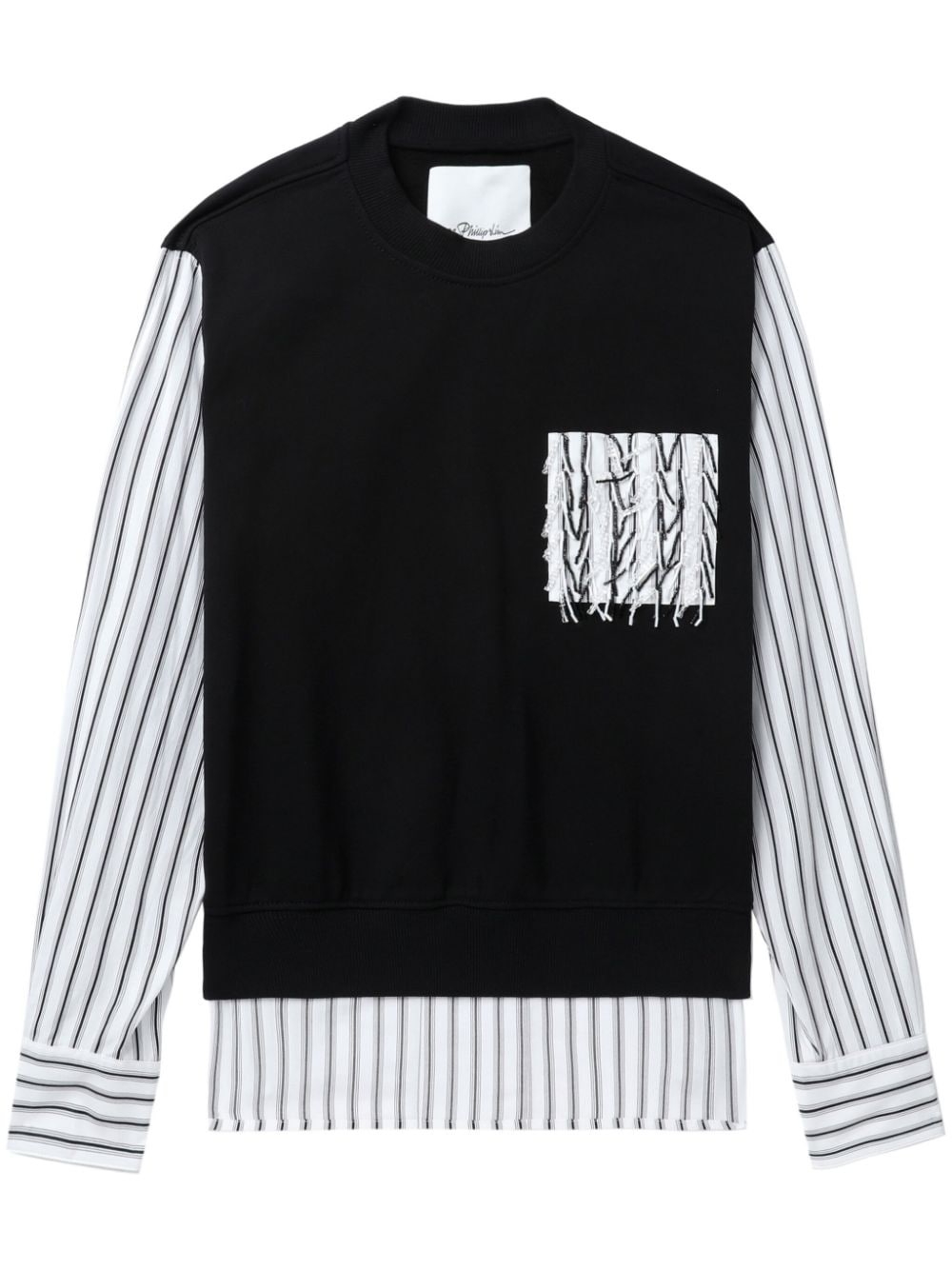 stripe-panel cotton sweatshirt - 1
