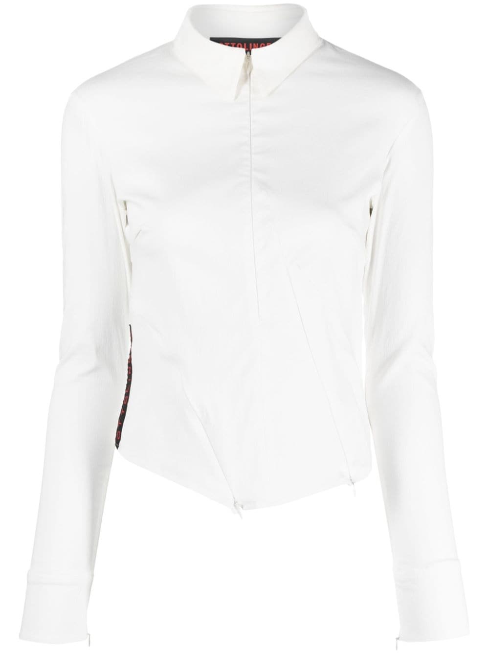logo-patch corset-style shirt - 1